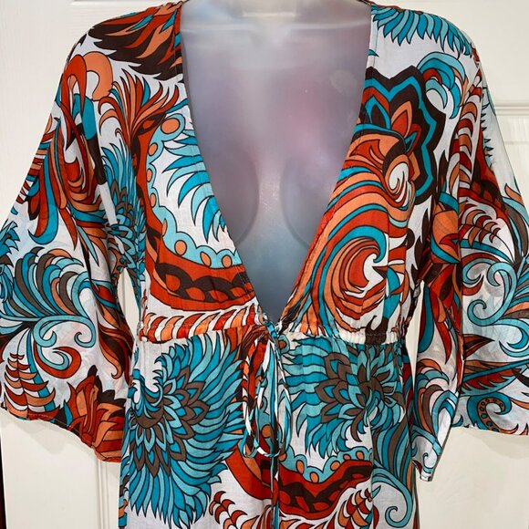 Milly Cabana Womens V-Neck Printed Tunic Cover-Up Dress Size S Multicolor Swimwe - Picture 6 of 8